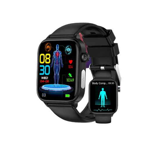 Smartwatch AI-Powered Monitoring BP ECG HR with 1-Click Analysis